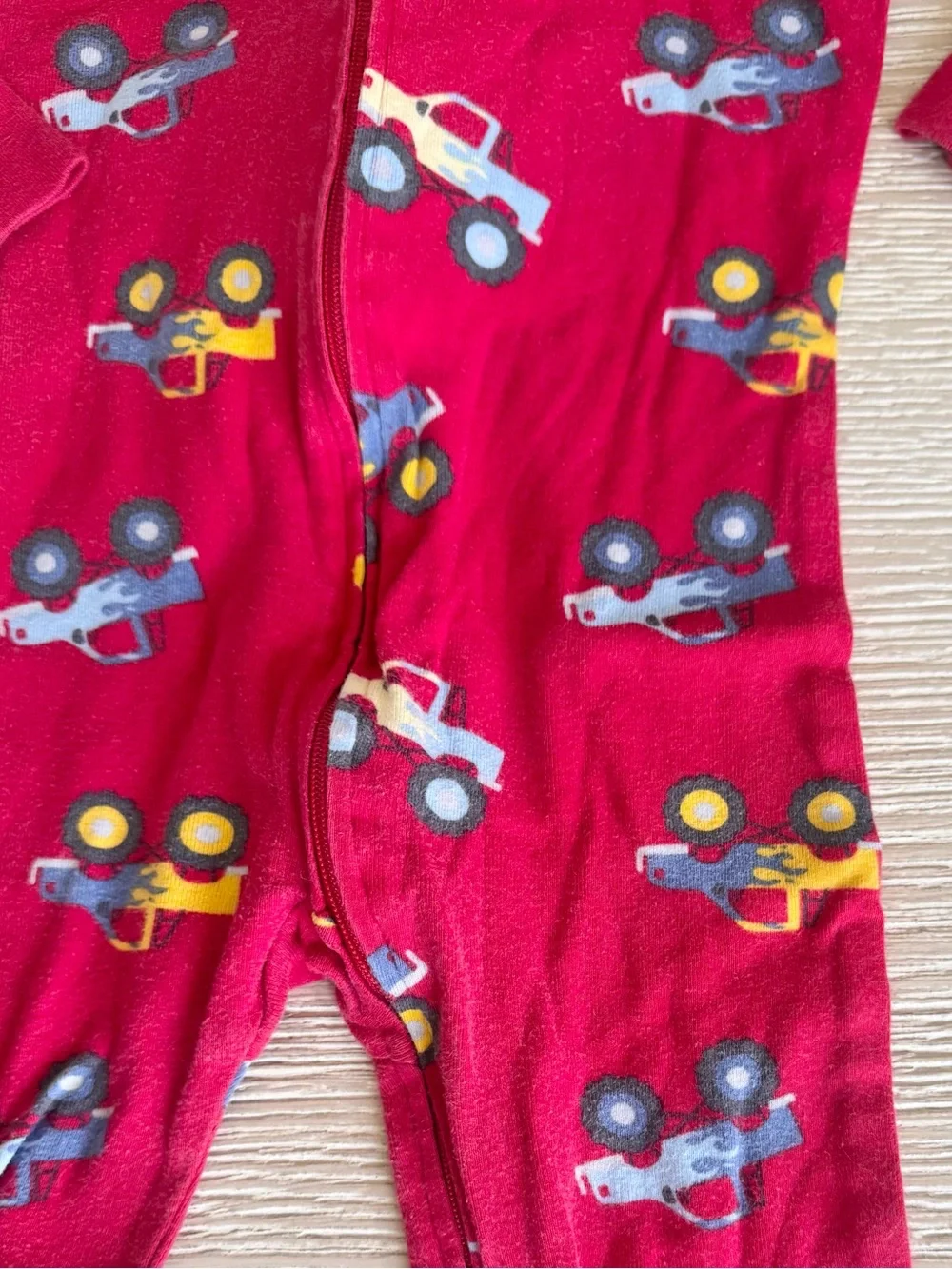 Old Navy Red toddler footless Truck onesie, 5T